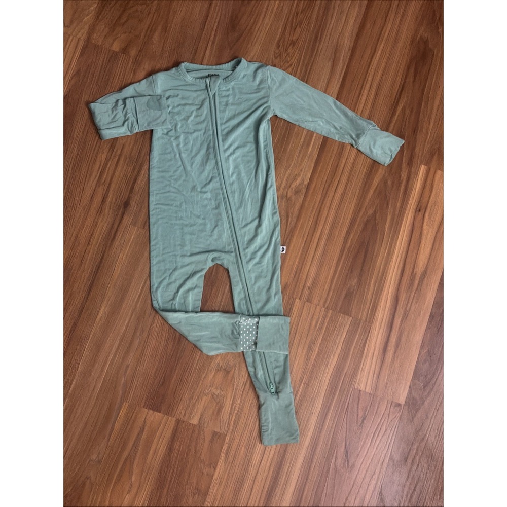 Mama Lulu Baby Boys 12-18 Months Light Green Footed Sleeper Pajamas Bamboo